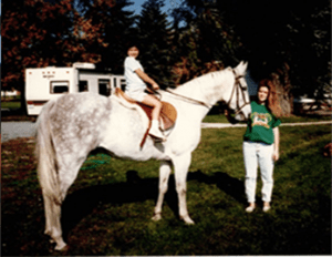 Karen loved horses and took riding lessons when they lived in Ohio
